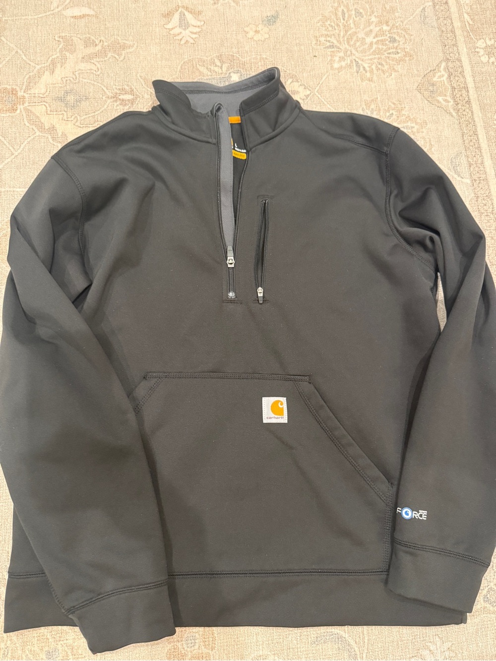 Carhartt Black Quarter-Zip Pullover with Chest Pocket